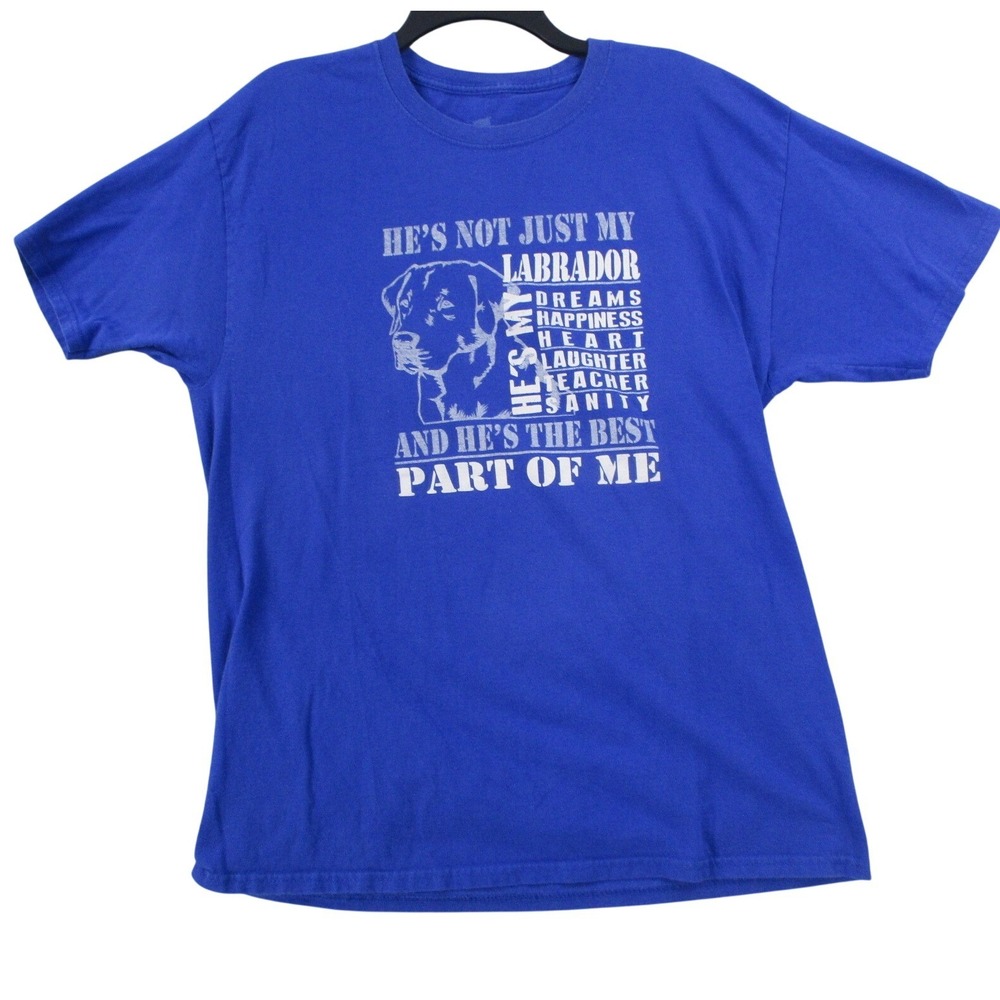 Hanes ComfortSoft Labrador Dog Graphic T-Shirt‎ Blue Mens Large L 6155